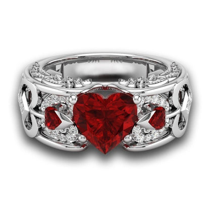 Princess Ring Heart-shaped Ruby Engagement Ring