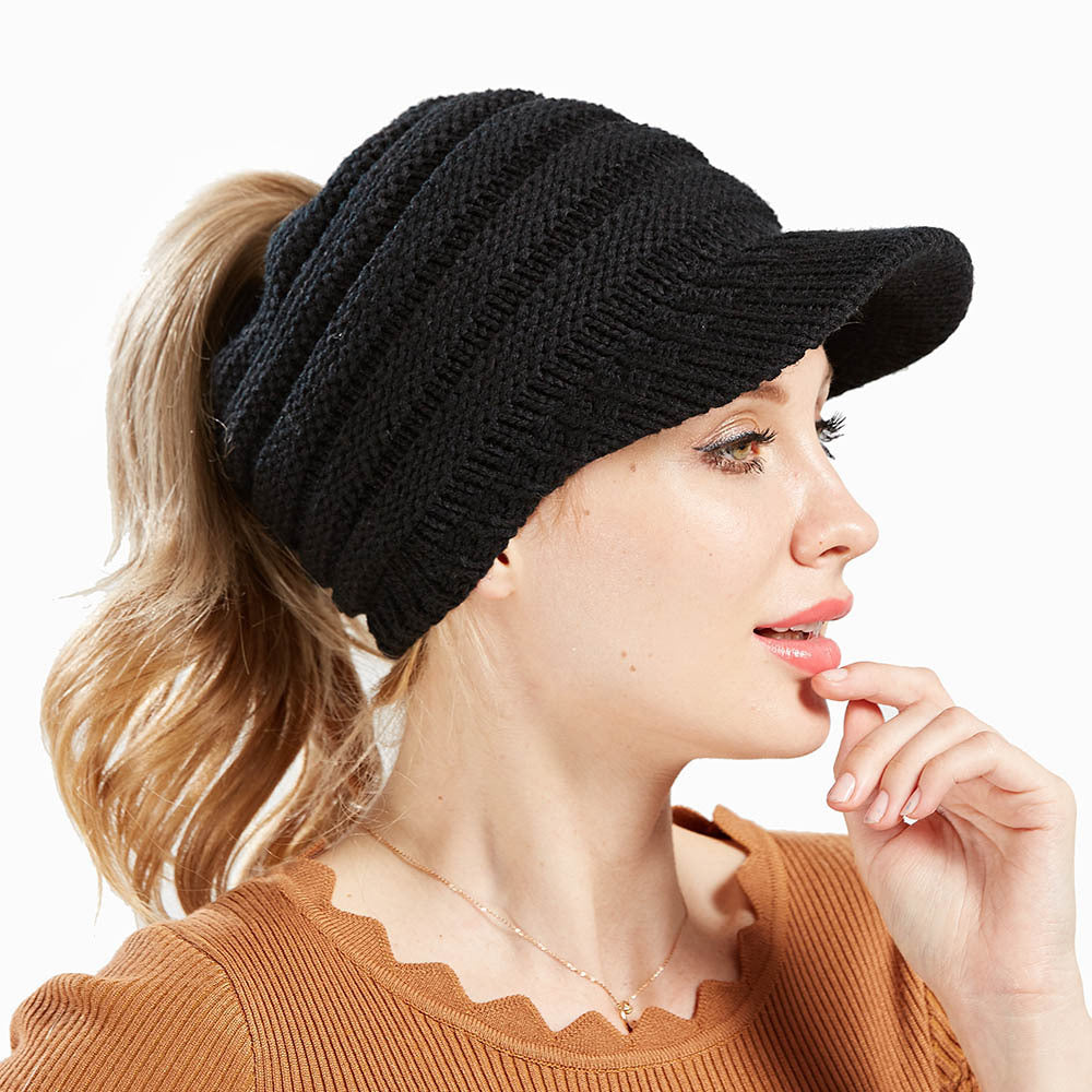 Women Ponytail Beanies Autumn Winter Hats Female Soft Knitting Caps Warm Ladies Skullies Image