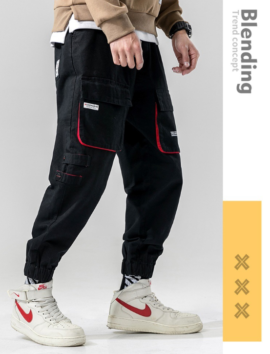 Elastic Waist Punk Pants Cargo Jogger Pants Image