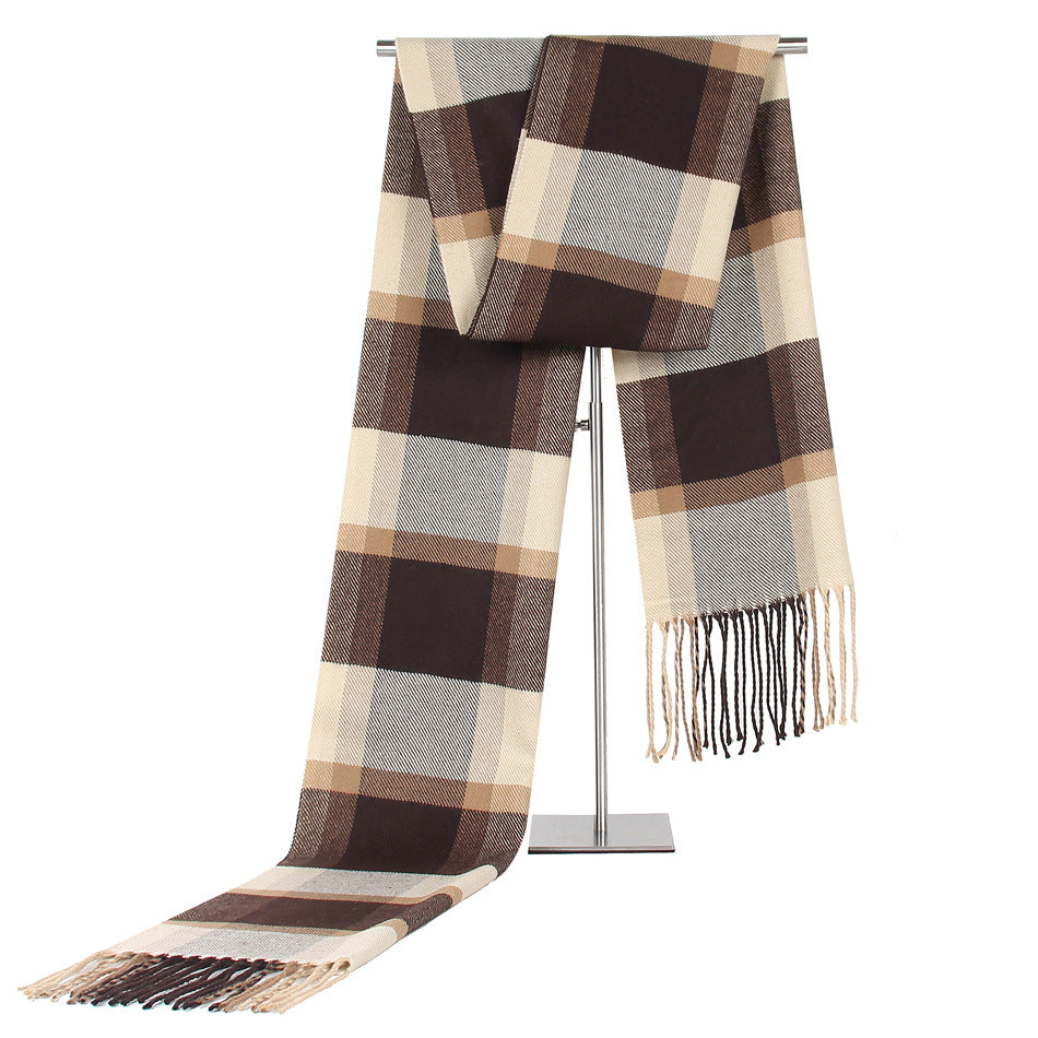 Men's Fashion Casual Plaid Artificial Cashmere Scarf Image