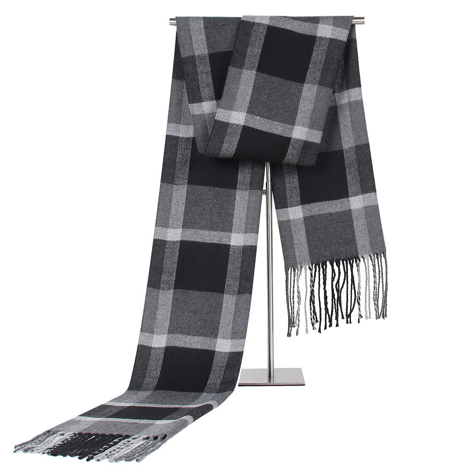 Men's Fashion Casual Plaid Artificial Cashmere Scarf Image