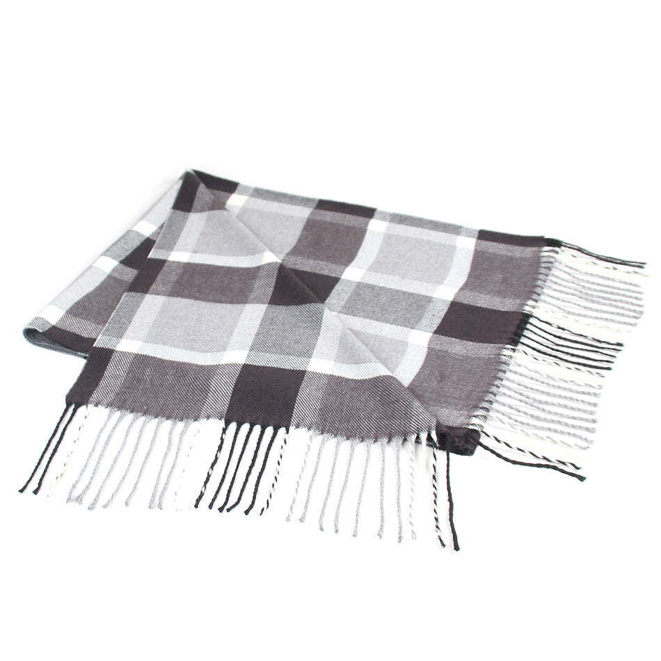 Men's Fashion Casual Plaid Artificial Cashmere Scarf Image