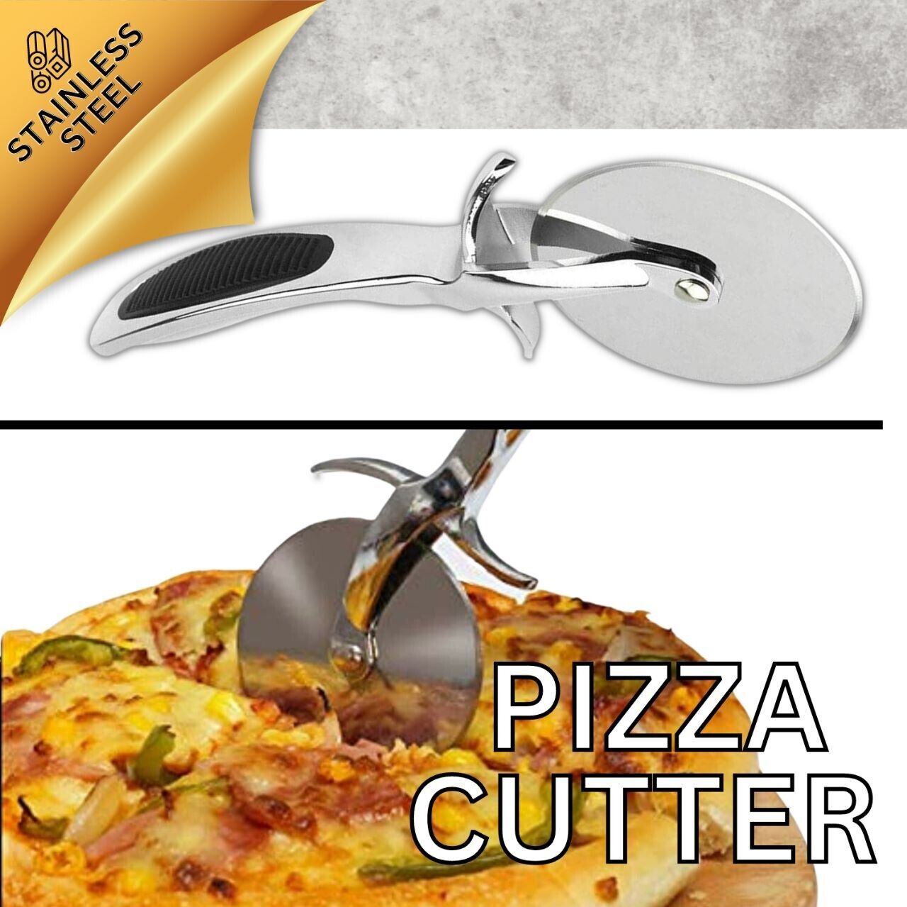 Pizza Cutter Wheel Kitchen Pizza Slicer Cutting Tool Stainless Steel Easy To Cut Image