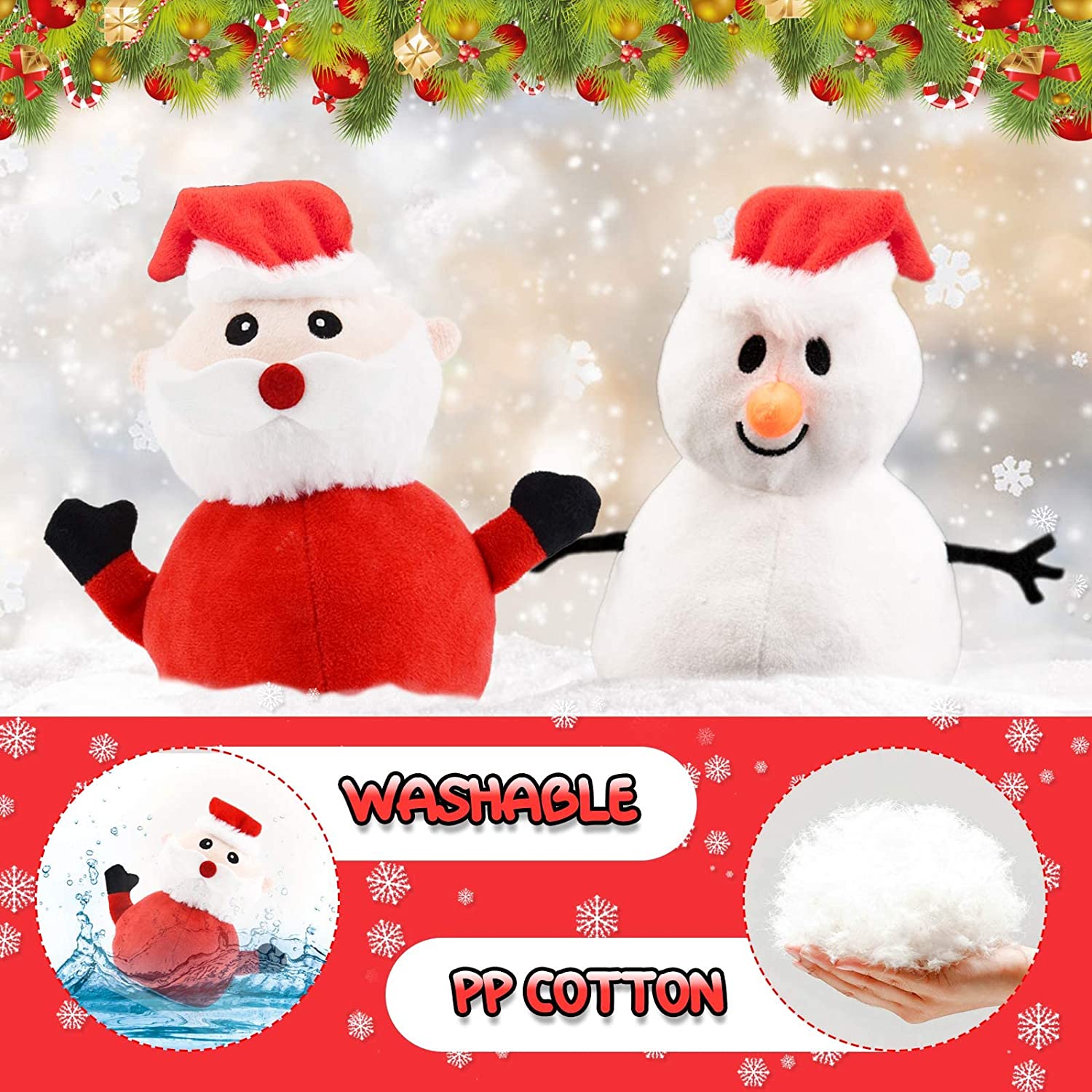 Santa Plush Snowman Plush Toy Reversible Christmas Santa Claus Double Side Stuffed Plushie Soft Doll New Year Birthday Gift for Kids Amazon Platform Banned Image