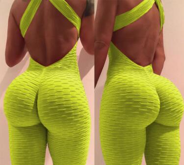 Yoga Jumpsuit Cross Design Backless Tracksuit Full Bodysuit Image