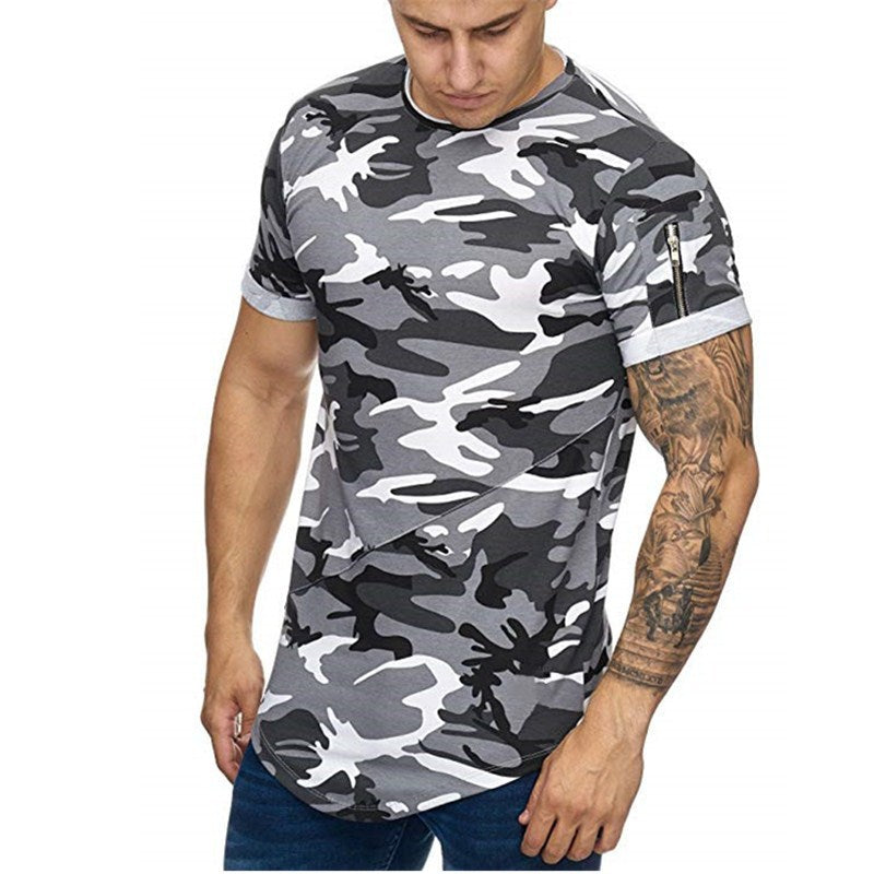 Men's T-shirt Camouflage Gradient Printing Casual Men's Short Sleeve T-shirt Image