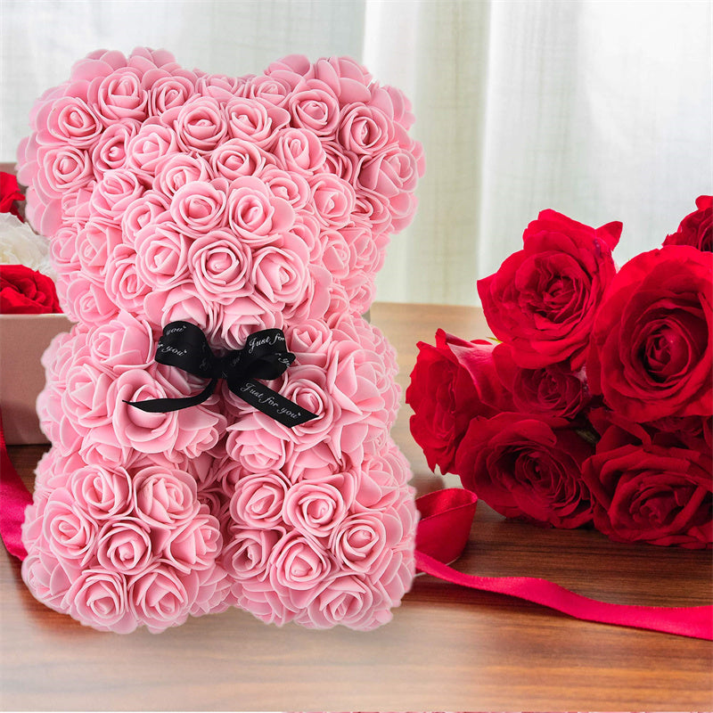 Valentine's Day Gift Rose Bear Eternal Flower Rose Teddy Bear PE Foam Bear 25cm Valentines Day Image