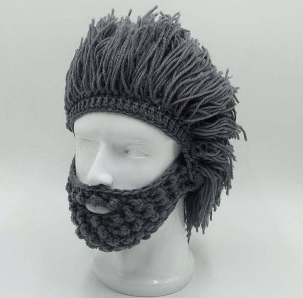 Halloween party spoof knit wool hats handmade beard men and women wig hats Image