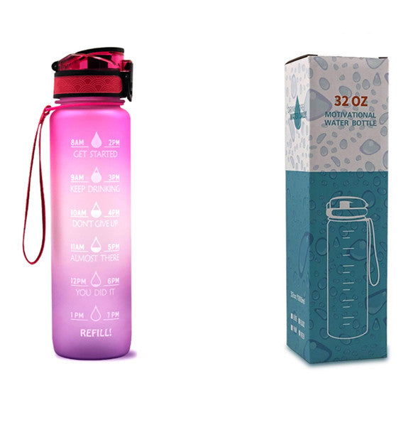 1L Tritan Water Bottle With Time Marker Bounce Cover Motivational Water Bottle Cycling Leakproof Cup For Sports Fitness Bottles Image