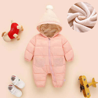 Thick Warm Flannel Soft Lined Solid Baby Romper