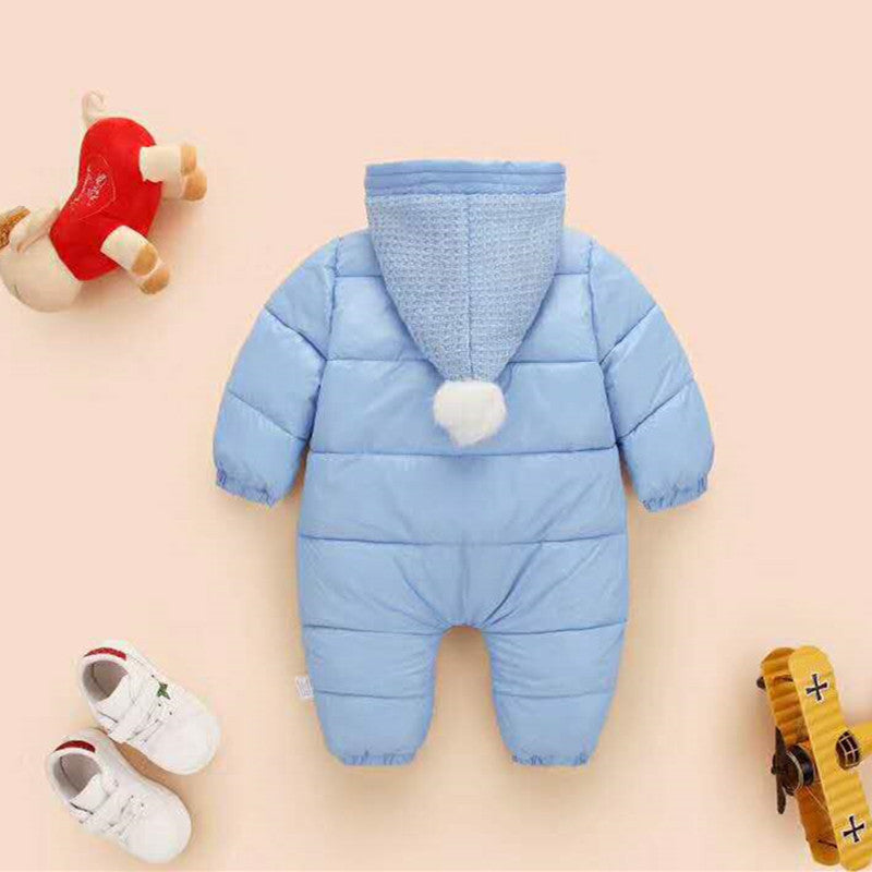 Thick Warm Flannel Soft Lined Solid Baby Romper Image