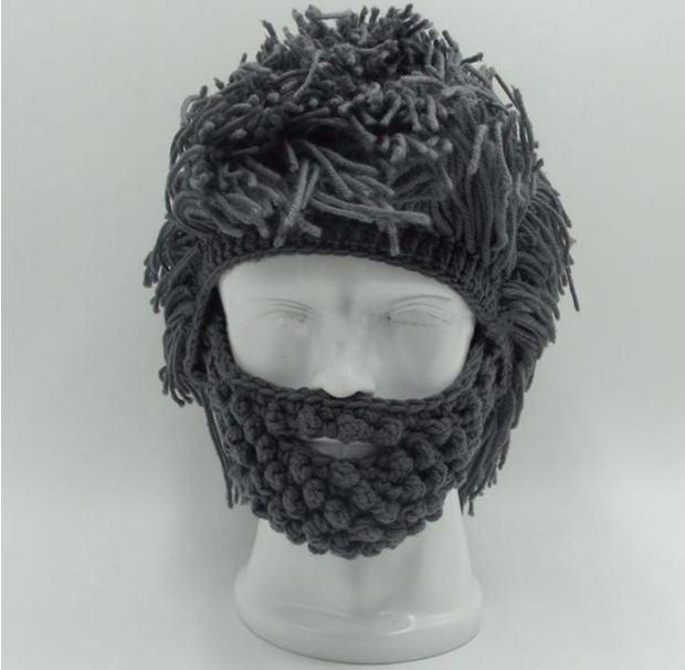 Halloween party spoof knit wool hats handmade beard men and women wig hats Image