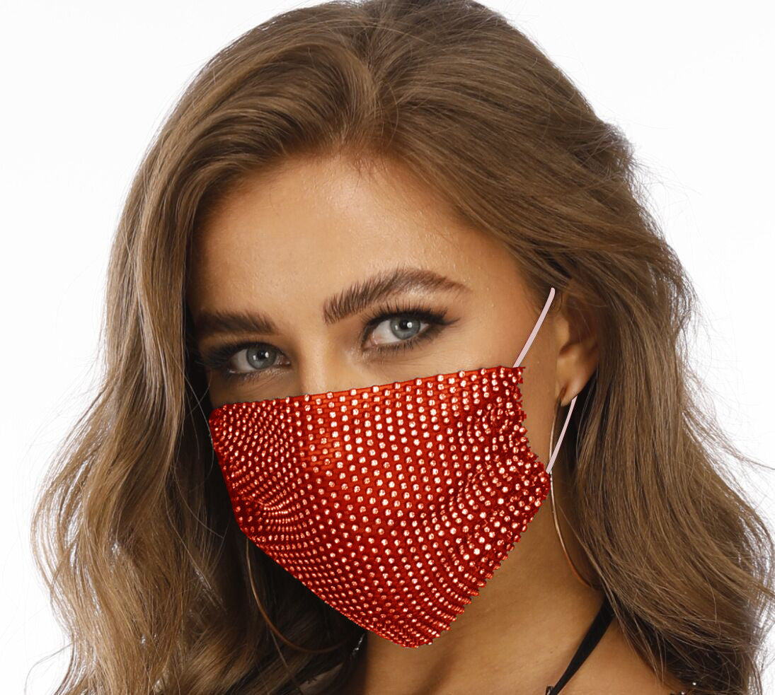 Novelty Fishnet-shaped Star Rhinestone Face Mask Image