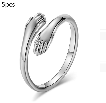 Alloy Simple Hands Hug Ring Opening Adjustable Jewelry Image