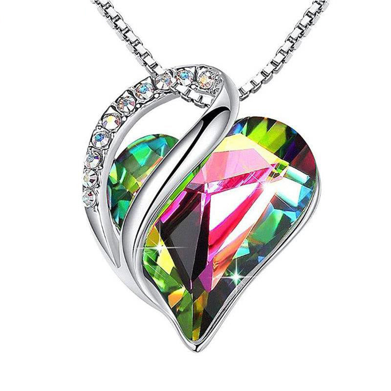 925 Sliver Heart Shaped Geometric Necklace Jewelry Women's Clavicle Chain Valentine's Mothers Day Gift Image