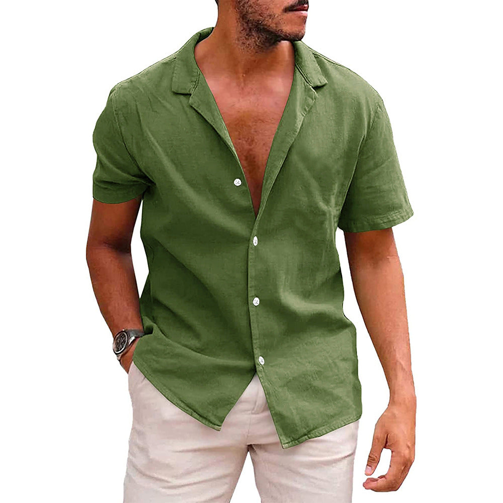 Men's Tops Casual Button Down Shirt Short Sleeve Beach Shirt Summer Image