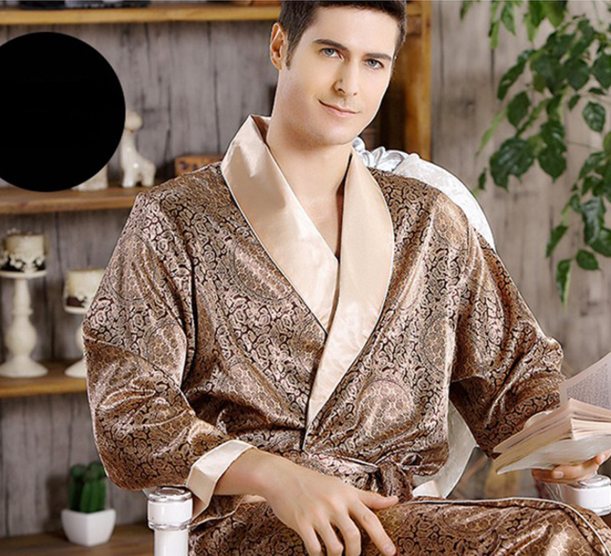 Men's silk nightgown summer Image