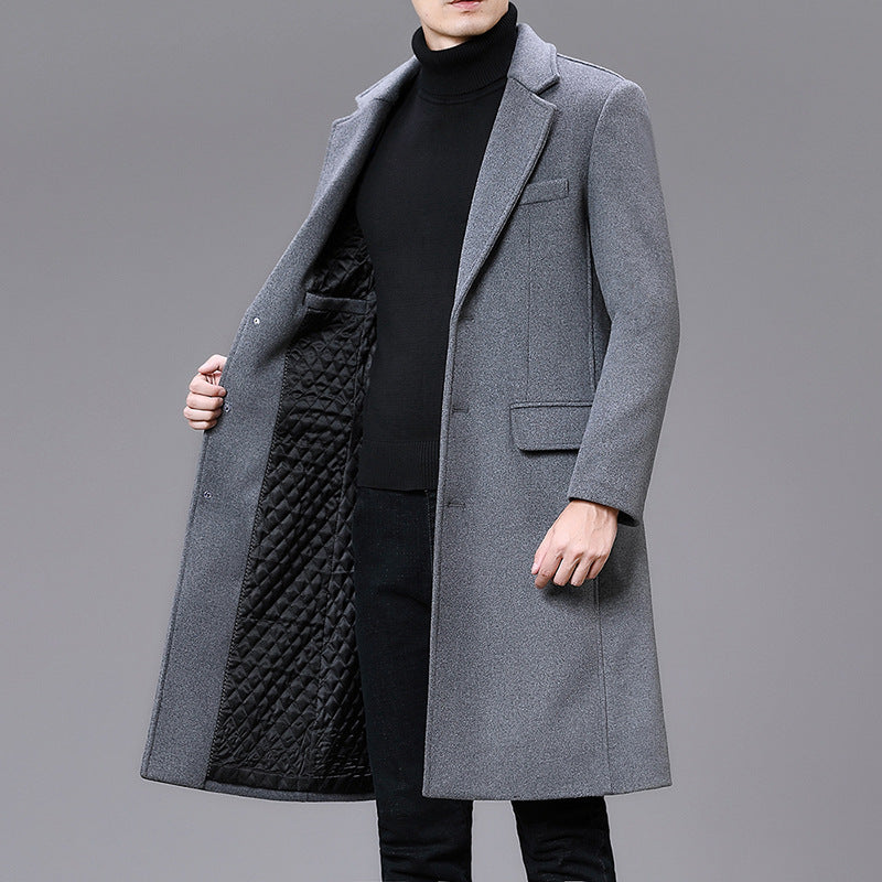 Men Casual Plus Cotton Long Coat Image