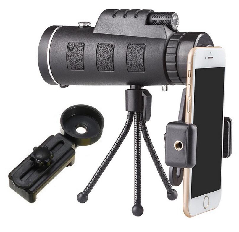 Compatible with Apple, Monocular Telescope Zoom Scope with Compass Phone Clip Tripod Image