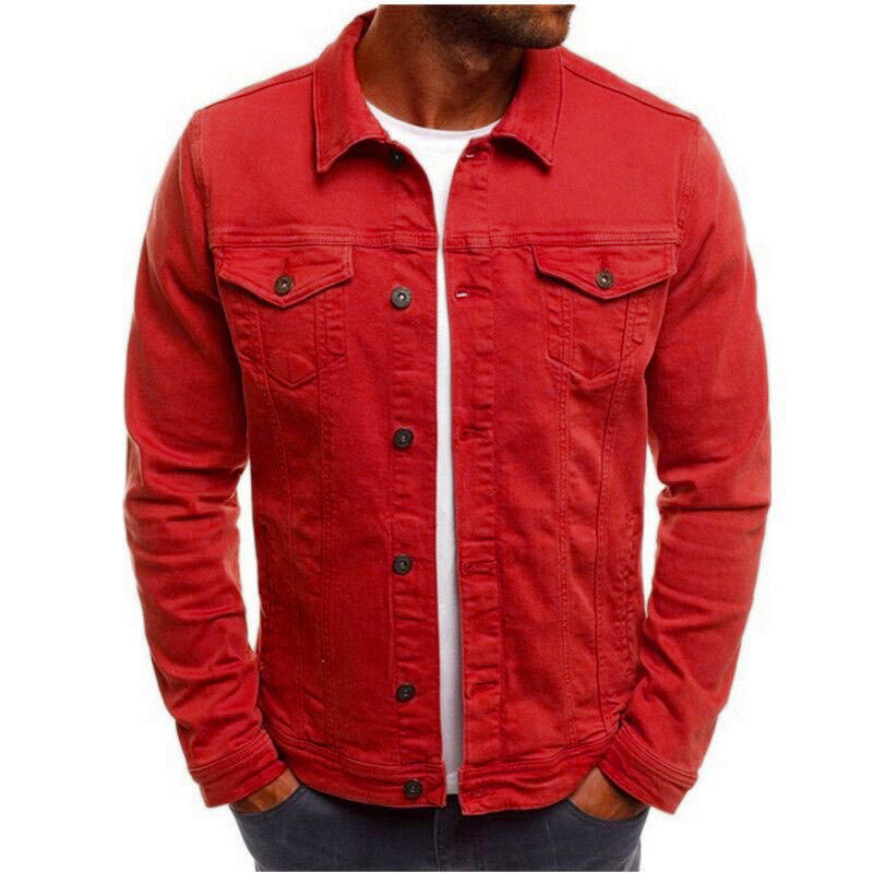 Casual Men Jacket Denim Button Shirt Image