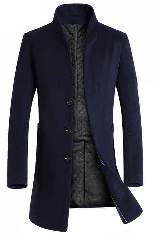 Men's long coat woolen coat trench coat Image