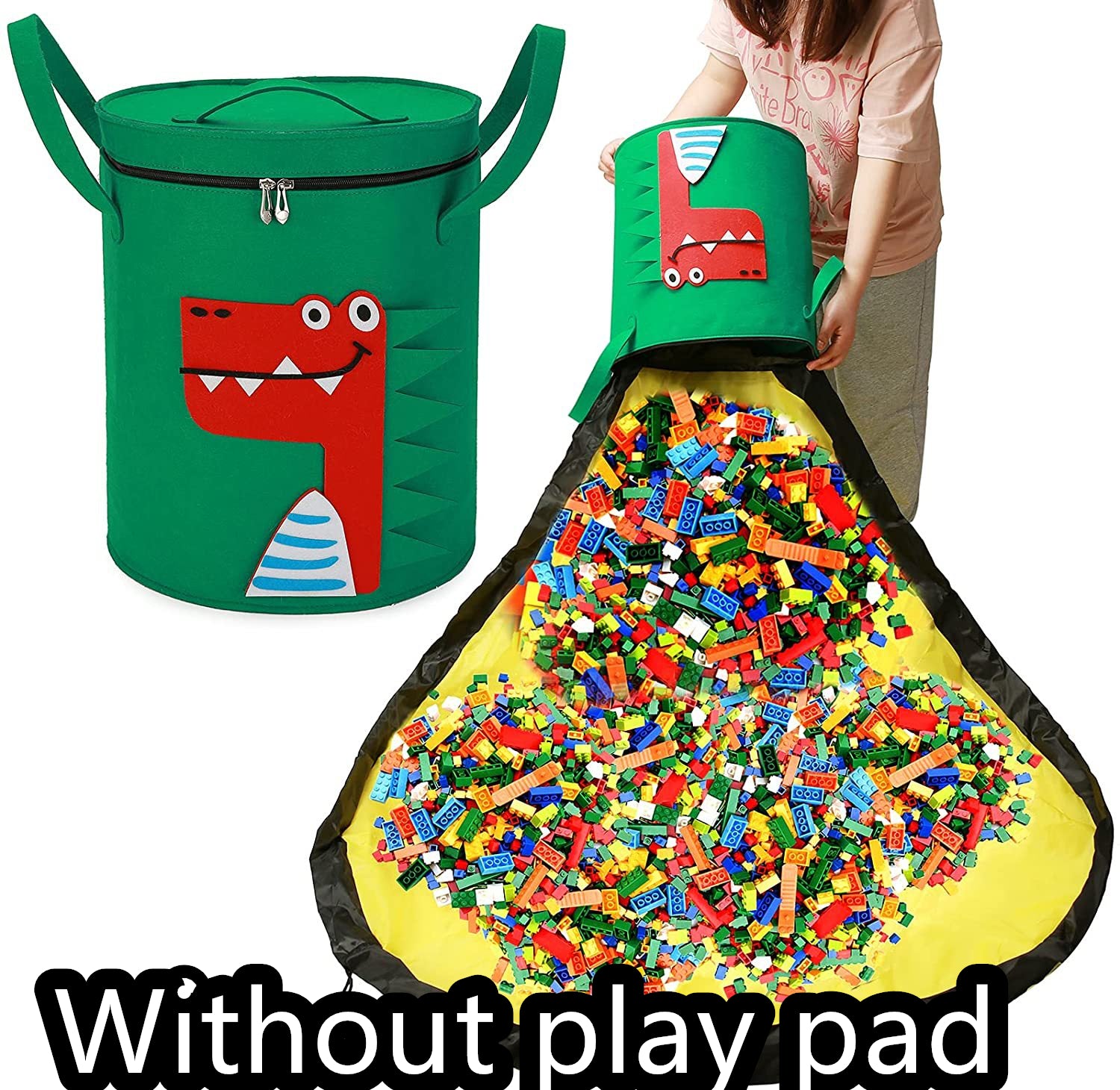 Felt Storage Bag Toy Play Mat 2 In 1 Pull Rope Image