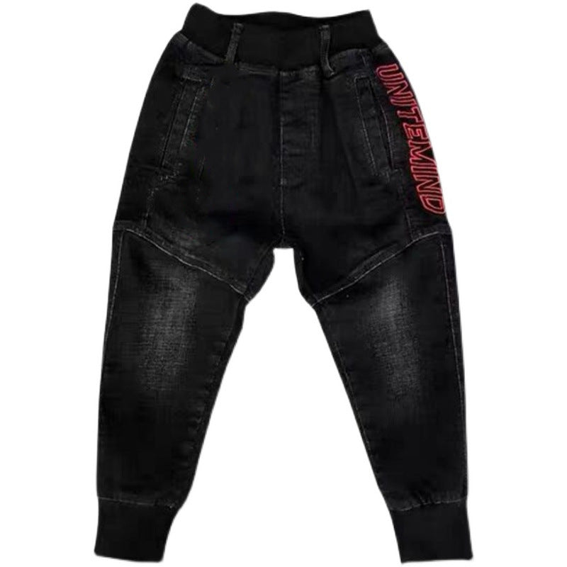 Kids Black Jeans Single Pants Spring And Autumn Boys Pants Image