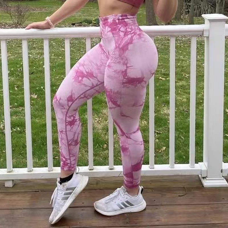 Tie Dye Leggings Women Fitness Yoga Pants Seamless Push Up Workout Tights Gym Sports Legging Image