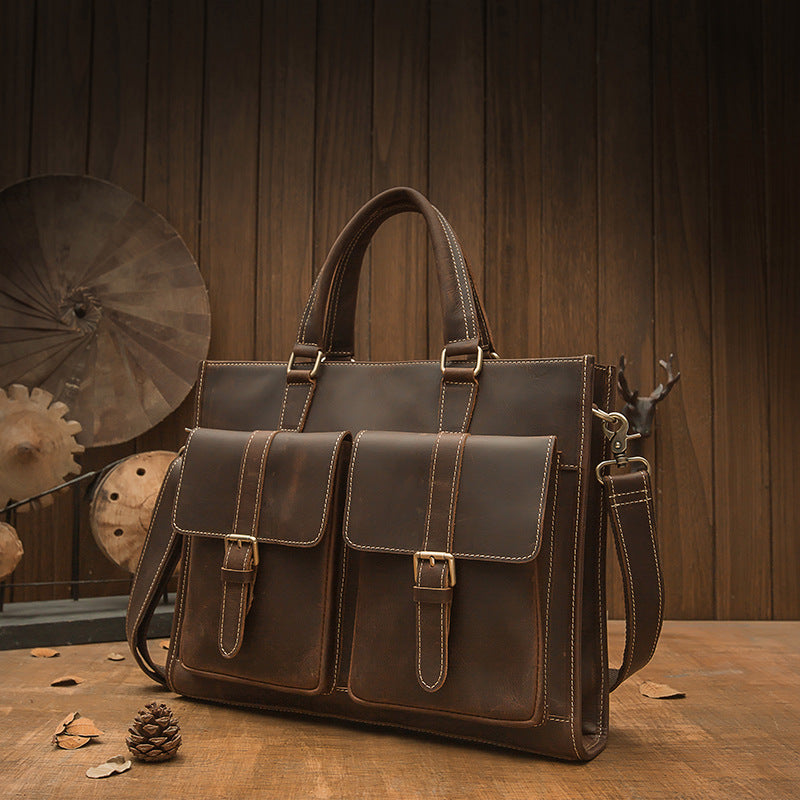 Handmade Vintage Leather Men's Briefcase Image