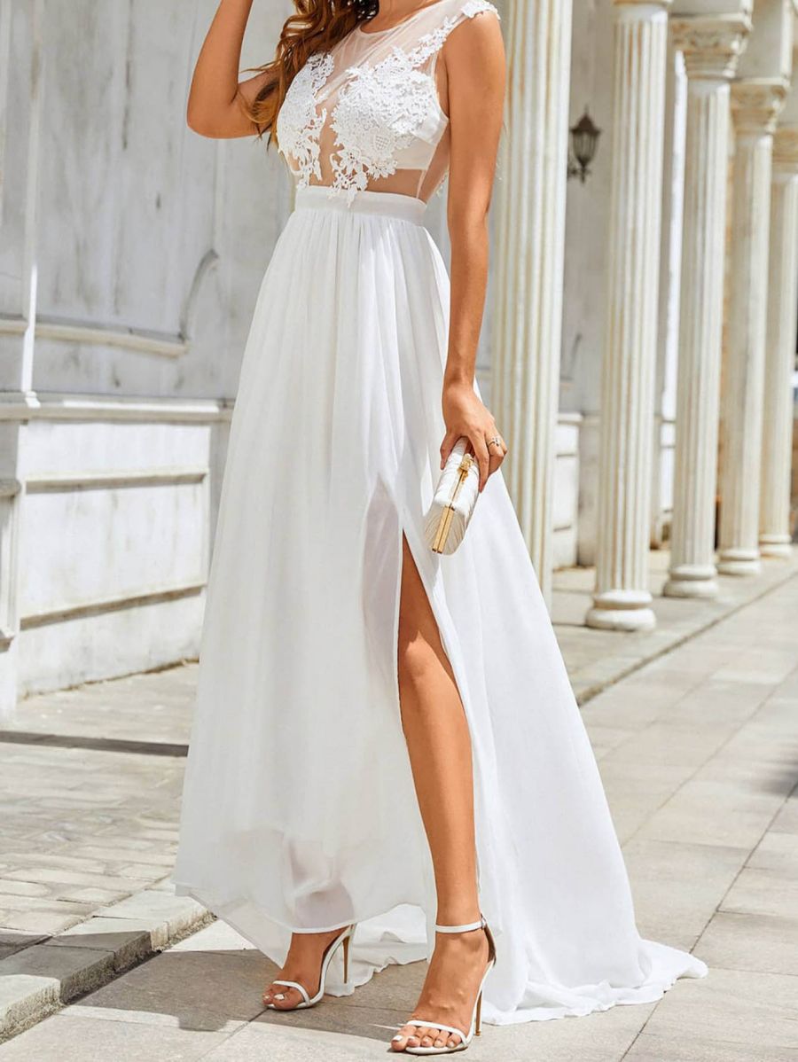 Chiffon Lace Trailing Wedding Large Swing Dress Image