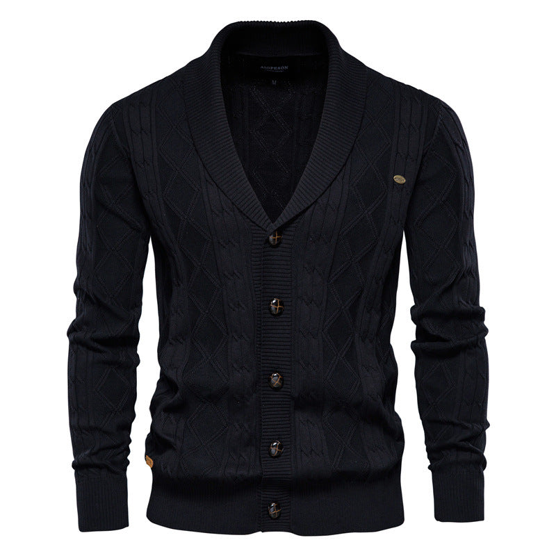 Men's Cardigan Sweater Padded Sweater Trend Image