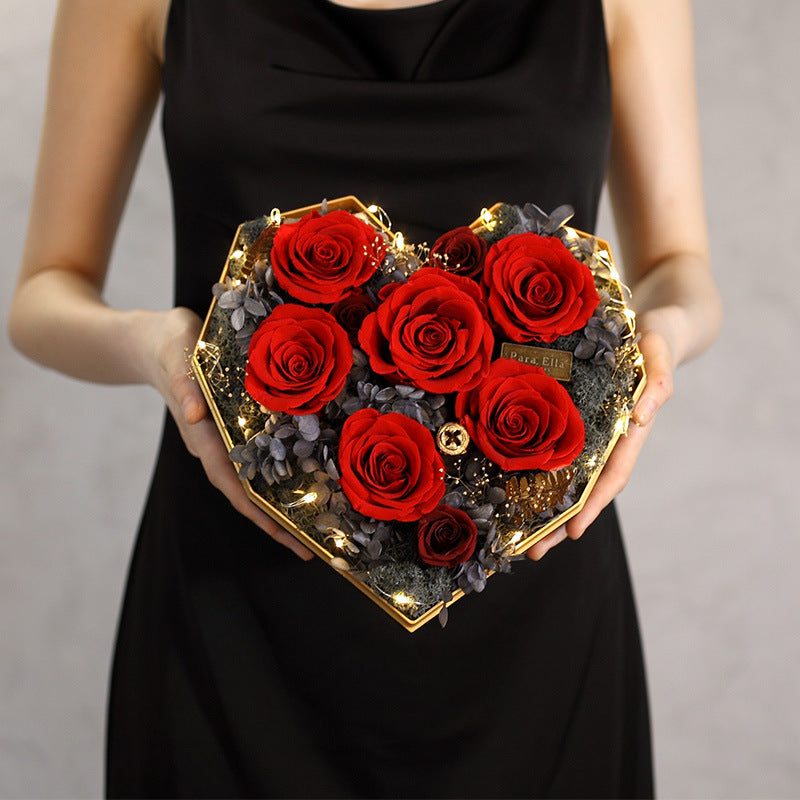 Preserved Flower Heart-shaped Gift Box Of Finished Roses Image