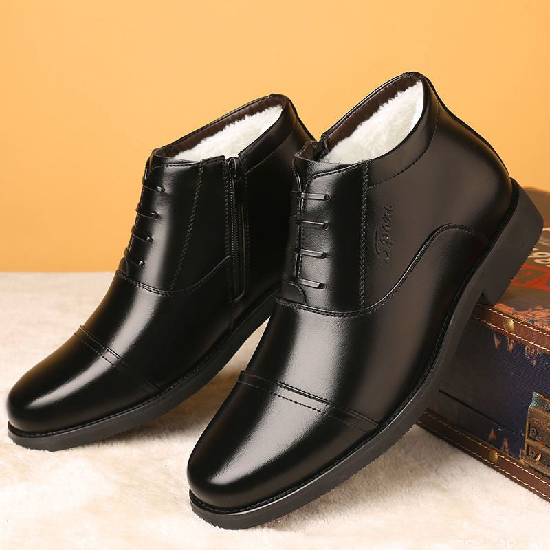 Winter Real Leather With Fleece Lining Men's Cotton Shoes Image