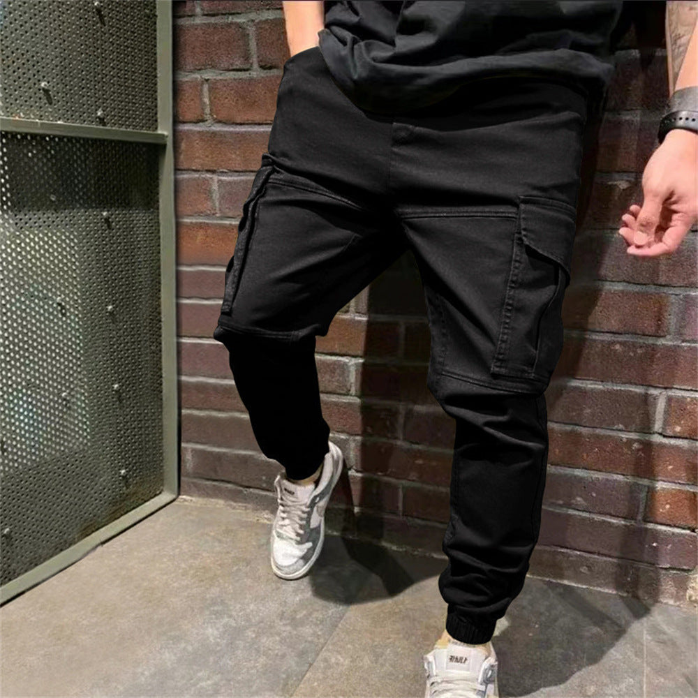 Mens Sports Pants With Pockets Casual Cargo Trousers Image