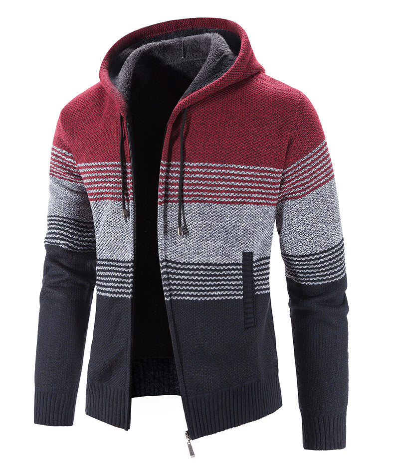 Hooded Fleece Thick Cardigan Sweater Image