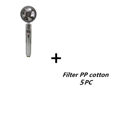 Propeller Driven Shower Head With Stop Button And Cotton Filter Turbocharged High Pressure Handheld Shower Nozzle Image