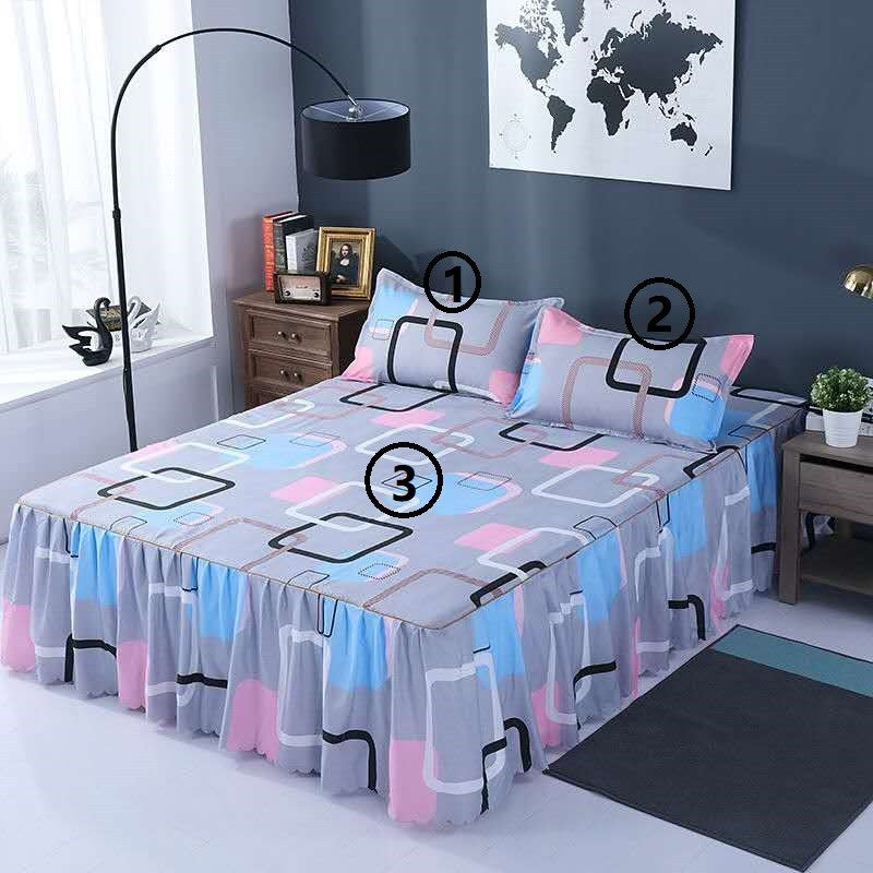 Bed Skirt Pillowcase 3 Woolly Bedsheet Bedding Set Bedspread Image