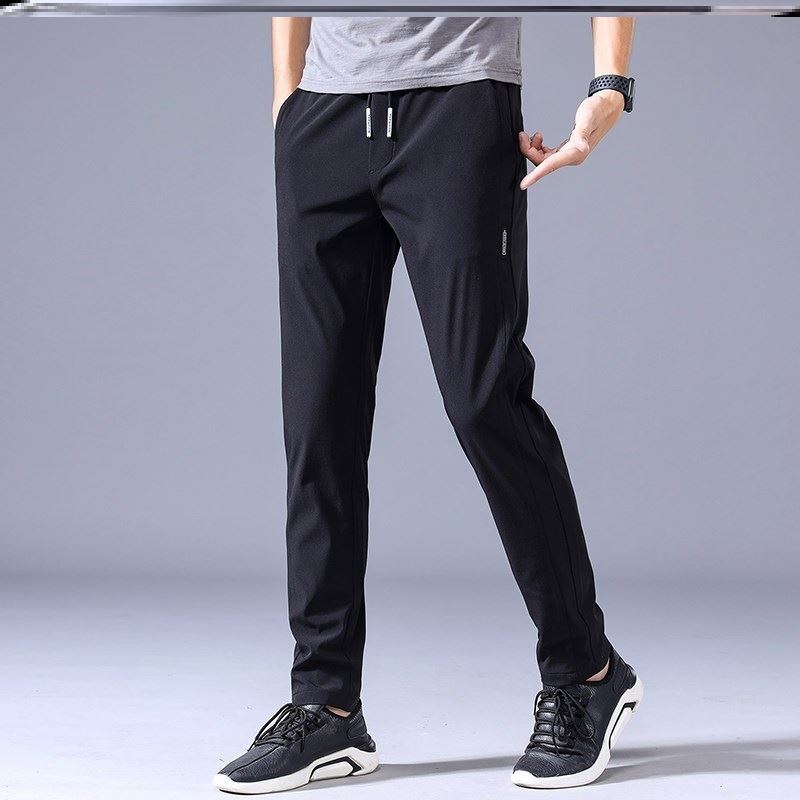 Drawstring Trousers Thin Casual Pants Korean Version Loose Straight Sweatpants Mens Clothing Image