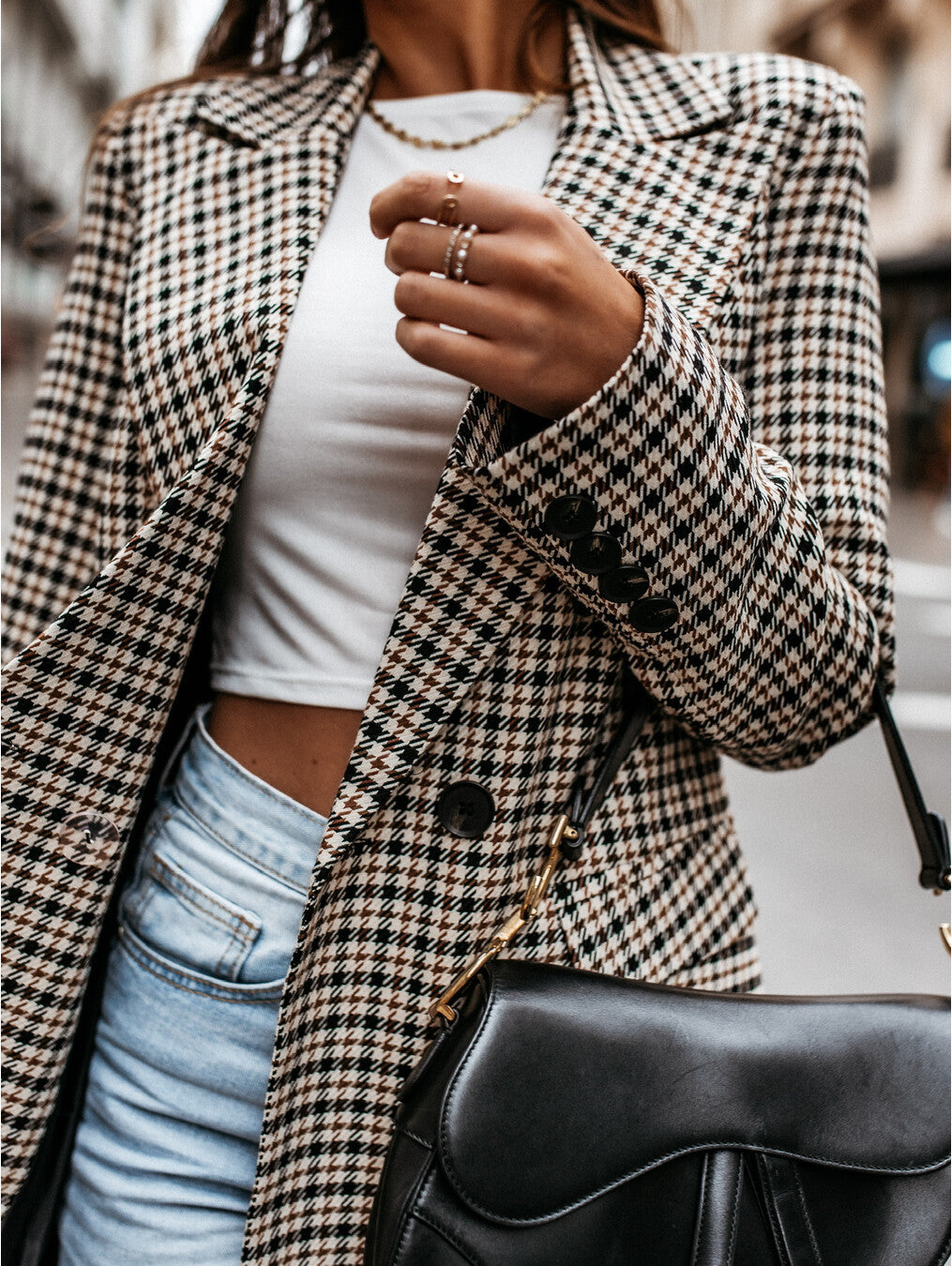 Women's Winter Plaid Long Suit Jacket Image