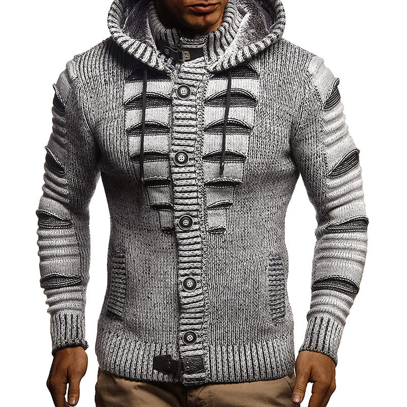 Sweater Men's Hooded Knitted Cardigan Jacket Image