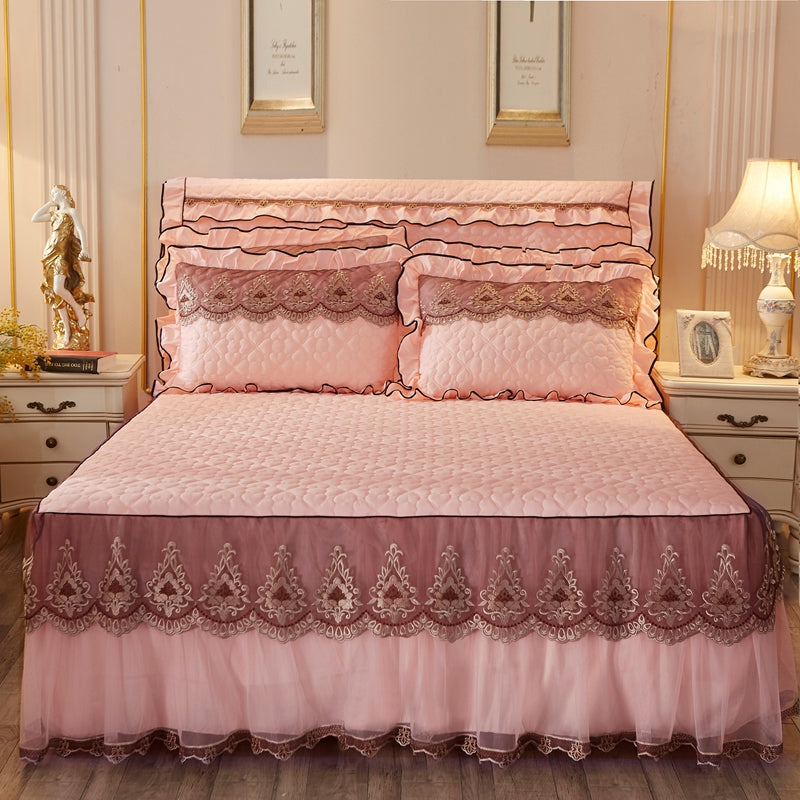 Quilted Lace Bed Skirt Thickened Plus Cotton Bedspread Single Piece Simmons Bed Cover Bed Circumference 1.8m Bed Image