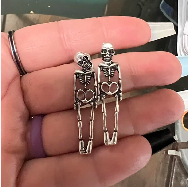 Halloween Earrings Skull Simulation Human Skeleton Detachable Stud Earrings Image