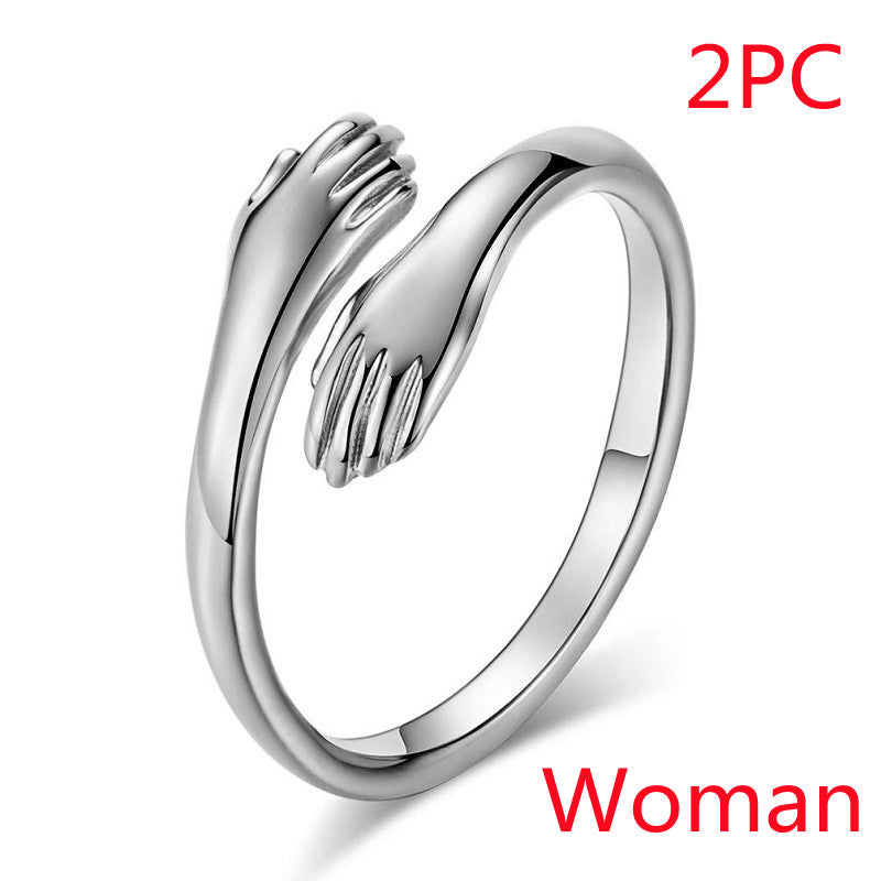 Alloy Simple Hands Hug Ring Opening Adjustable Jewelry Image