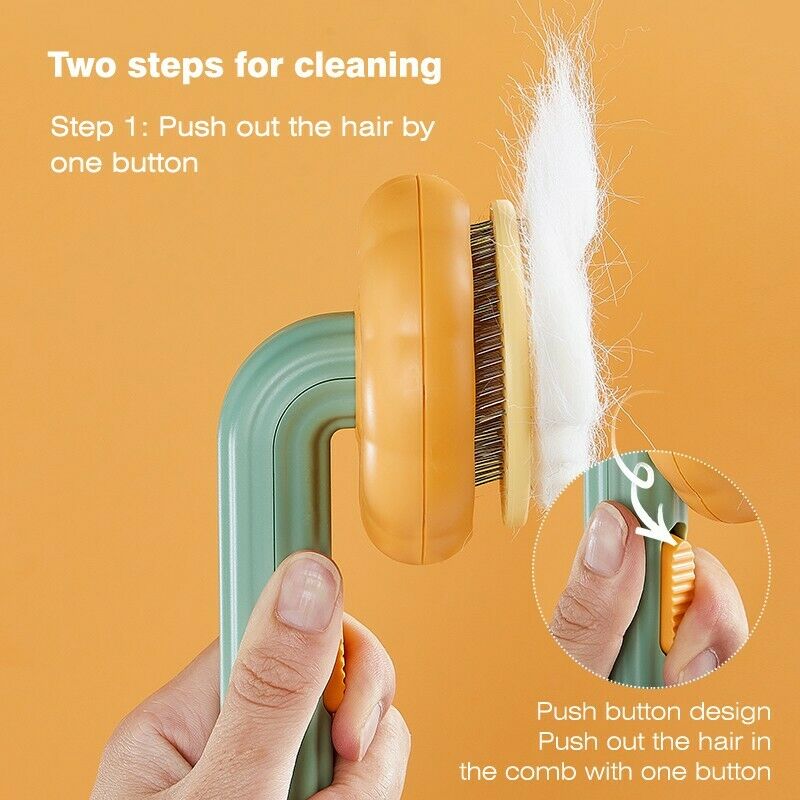 Pet Pumpkin Brush, Pet Grooming Self Cleaning Slicker Brush For Dogs Cats Puppy Rabbit, Cat Brush Grooming Gently Removes Loose Undercoat, Mats Tangled Hair Slicker Brush Image