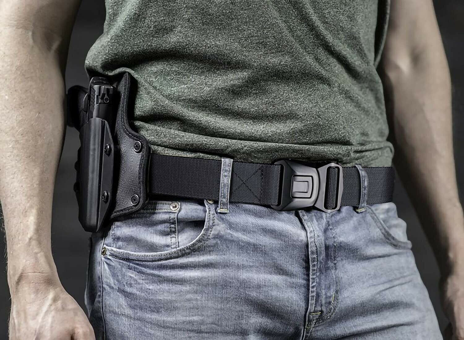 Quick Button Release Buckle Military Belt Strap Tactical Waistband Belts For MEN Image