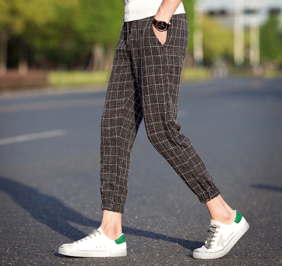 Casual Ankle-Length Plaid Pants Men Trousers Hip Hop Jogger Pants Men Sweatpants Streetwear Men Pants Trousers Image