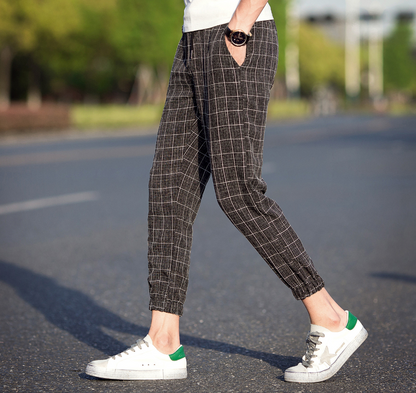 Casual Ankle-Length Plaid Pants Men Trousers Hip Hop Jogger Pants Men Sweatpants Streetwear Men Pants Trousers