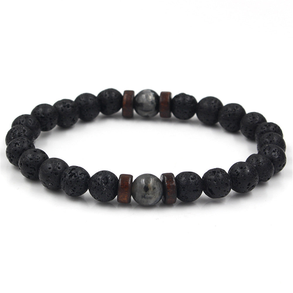 Personality Men's Black Volcanic Stone Bracelet Image