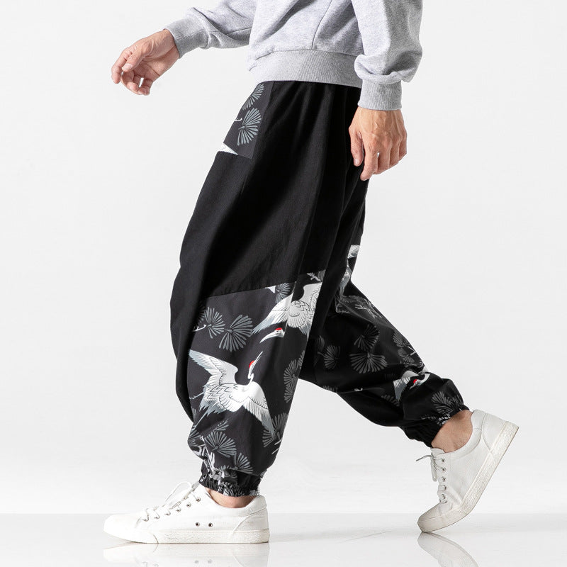 Chinese style crotch big crotch patchwork pants Image