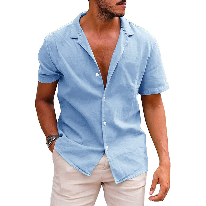 Men's Tops Casual Button Down Shirt Short Sleeve Beach Shirt Summer Image